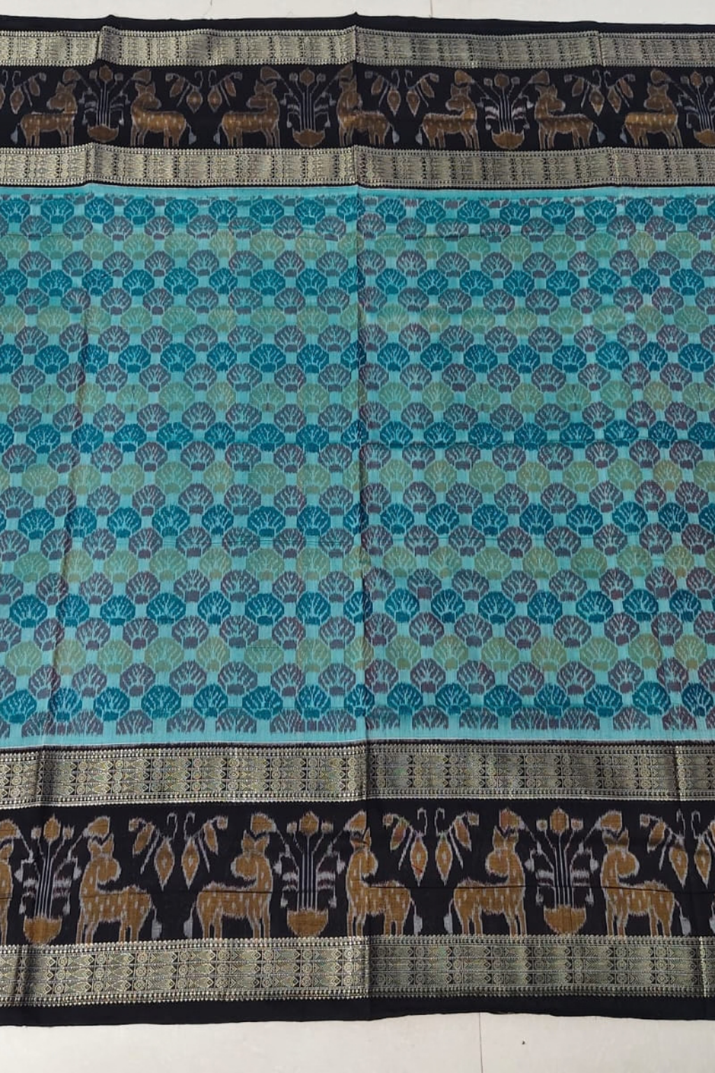 Nandini Teal & Black Handwoven Sambalpuri Saree