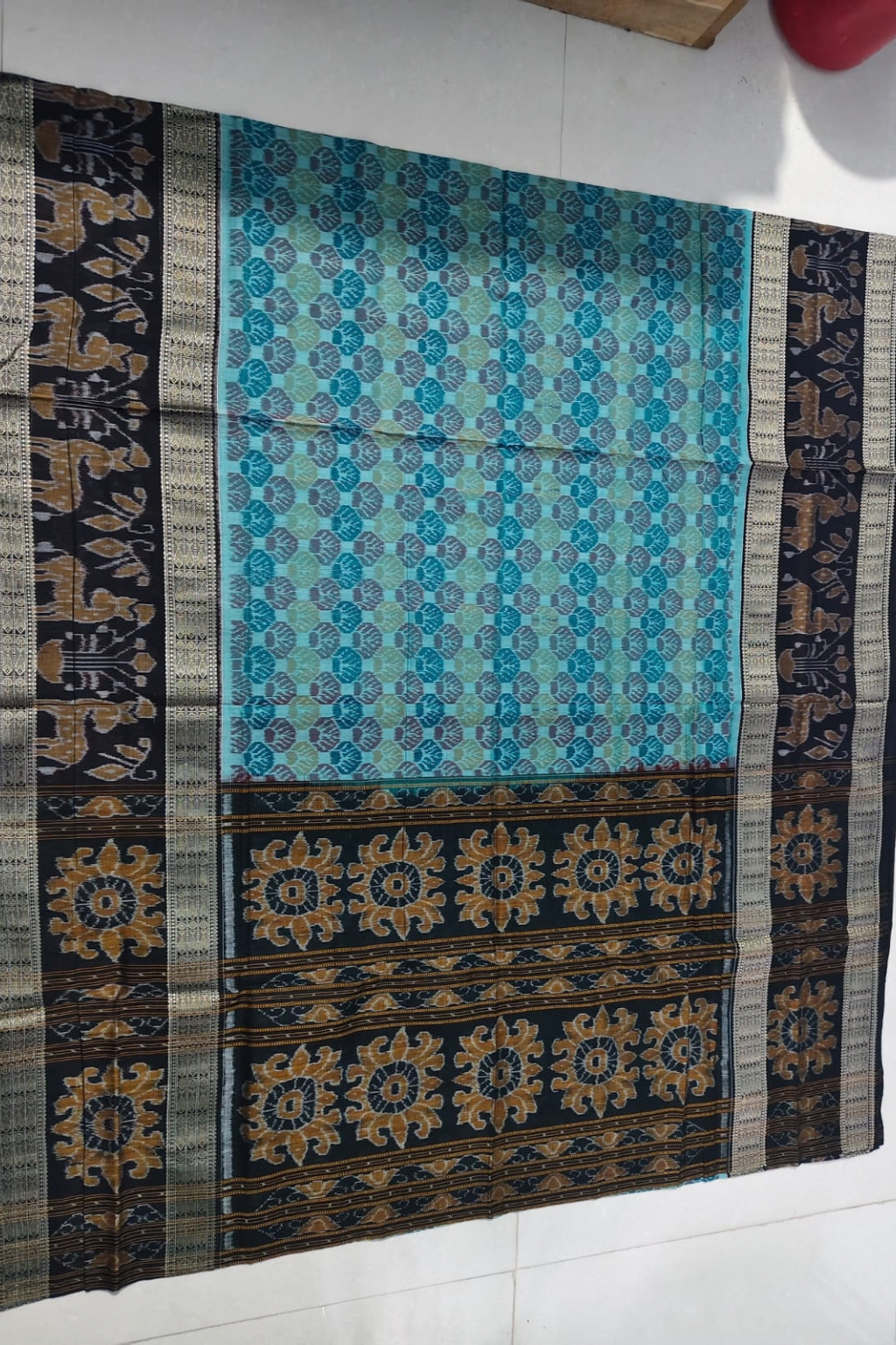 Nandini Teal & Black Handwoven Sambalpuri Saree