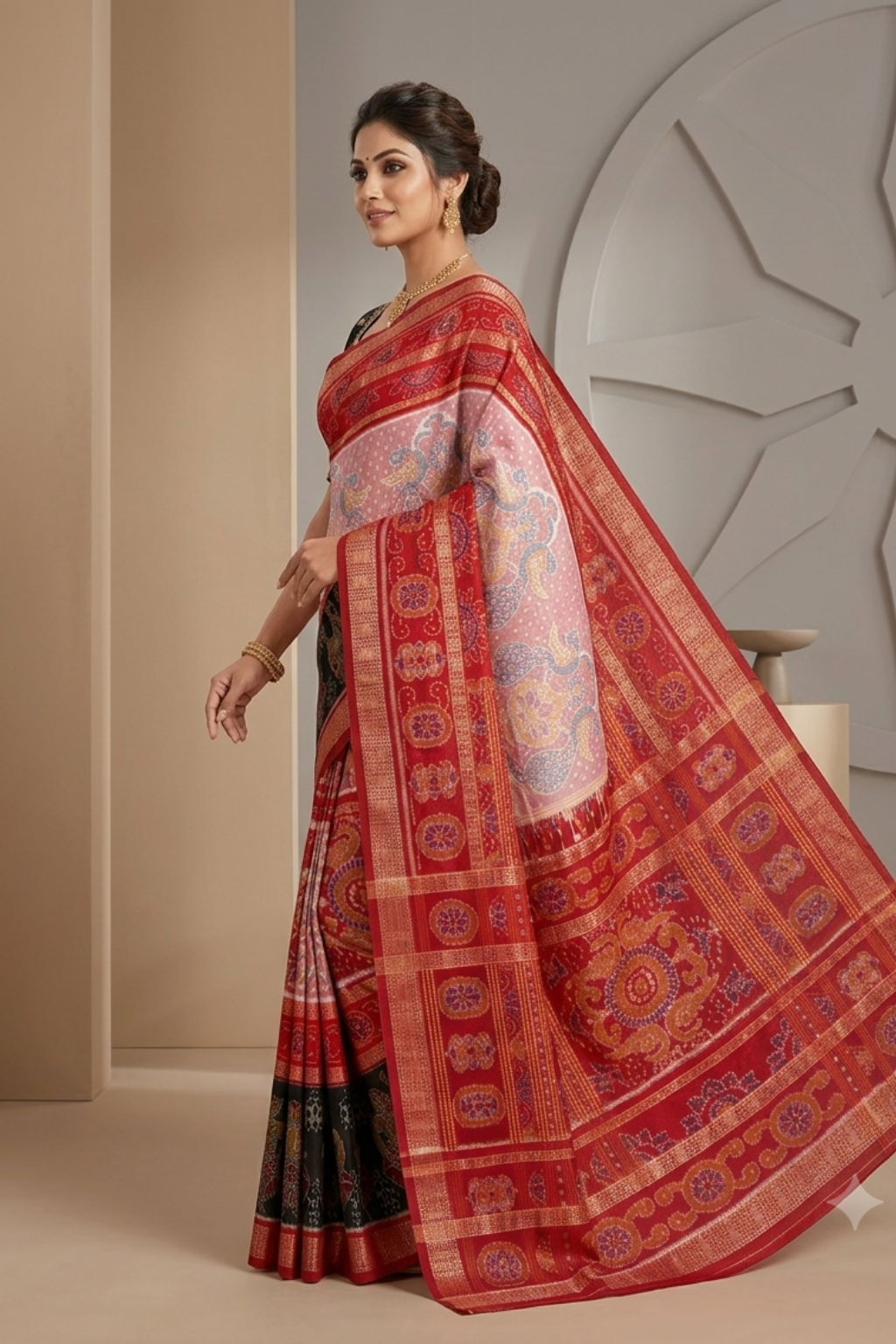 Nritya Red Handwoven Sambalpuri Saree