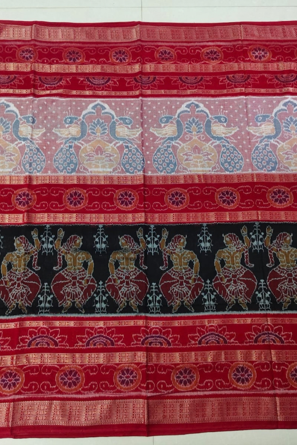 Nritya Red Handwoven Sambalpuri Saree