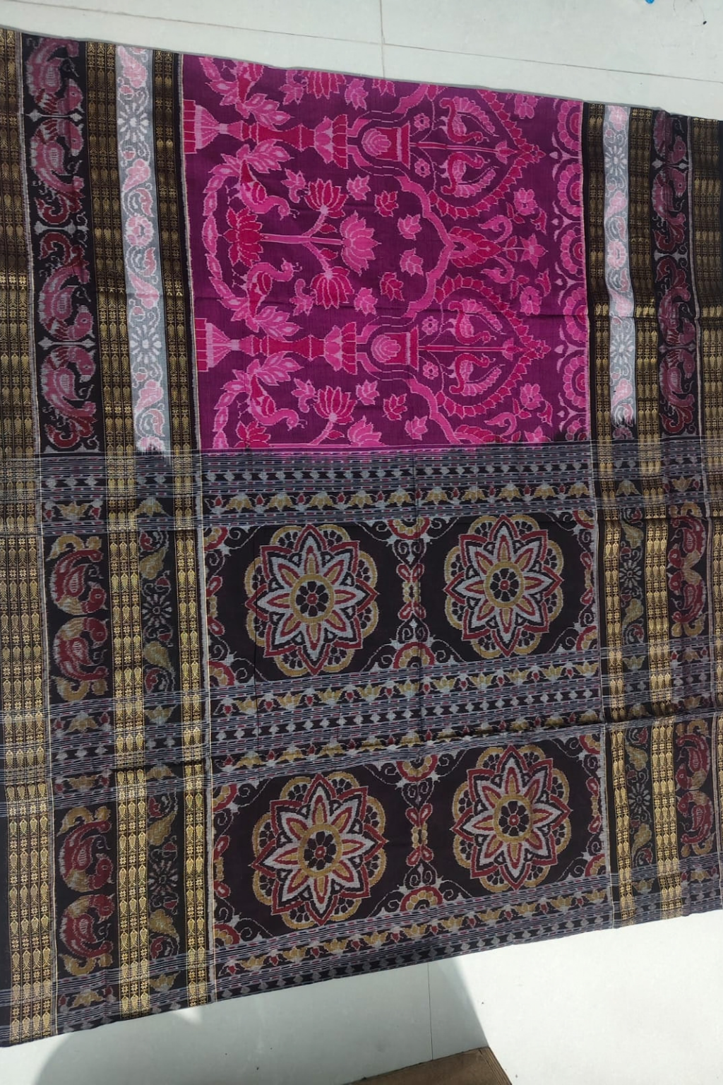 Vasudha Magenta Handwoven Sambalpuri Saree