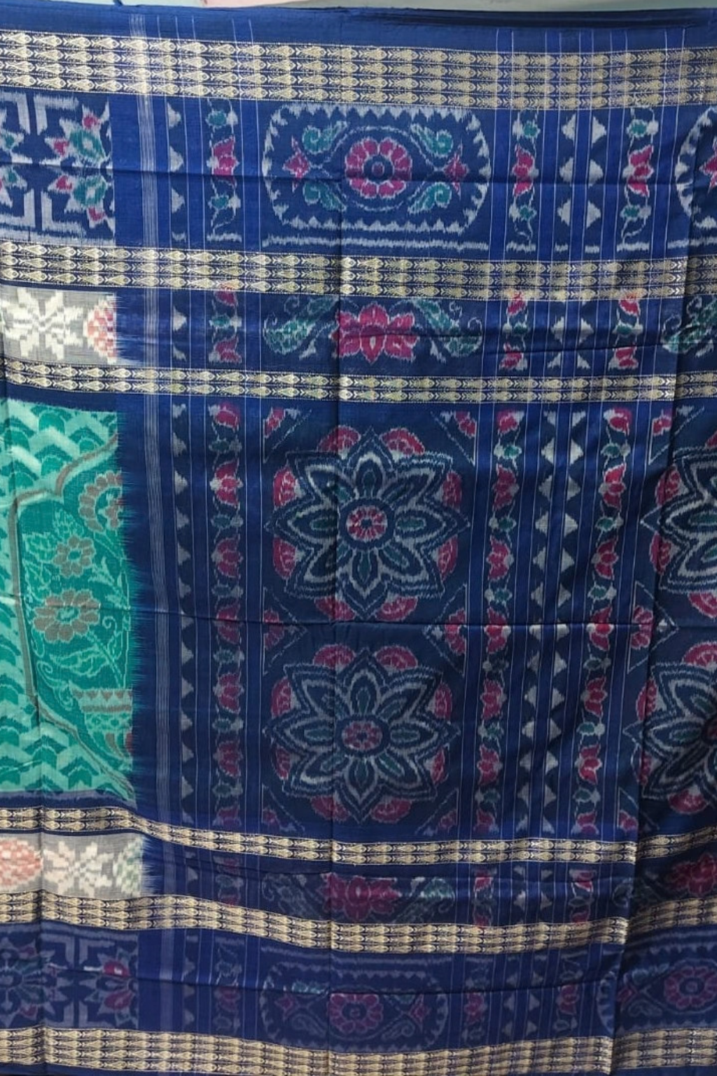 Meher Navy Blue Handwoven Sambalpuri Saree