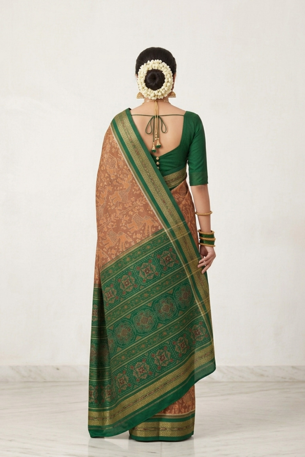 Mrinalika Brown Handwoven Sambalpuri Saree