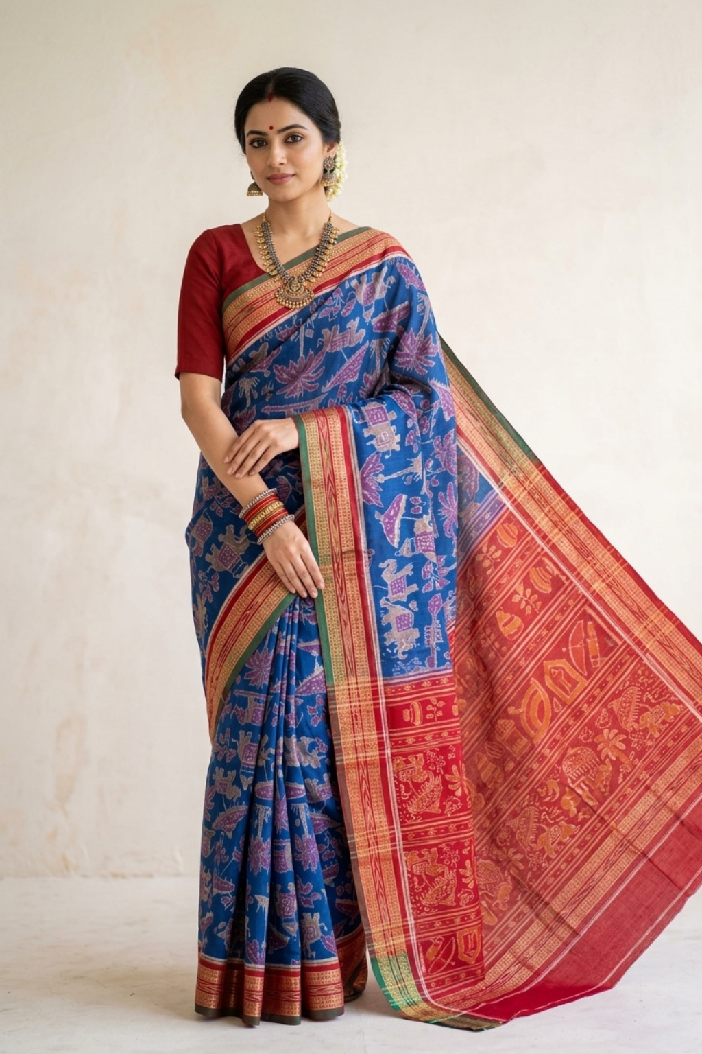 Vasundhara Blue Handwoven Sambalpuri Saree