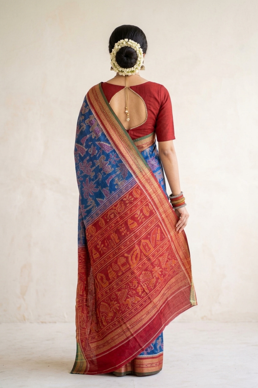 Vasundhara Blue Handwoven Sambalpuri Saree