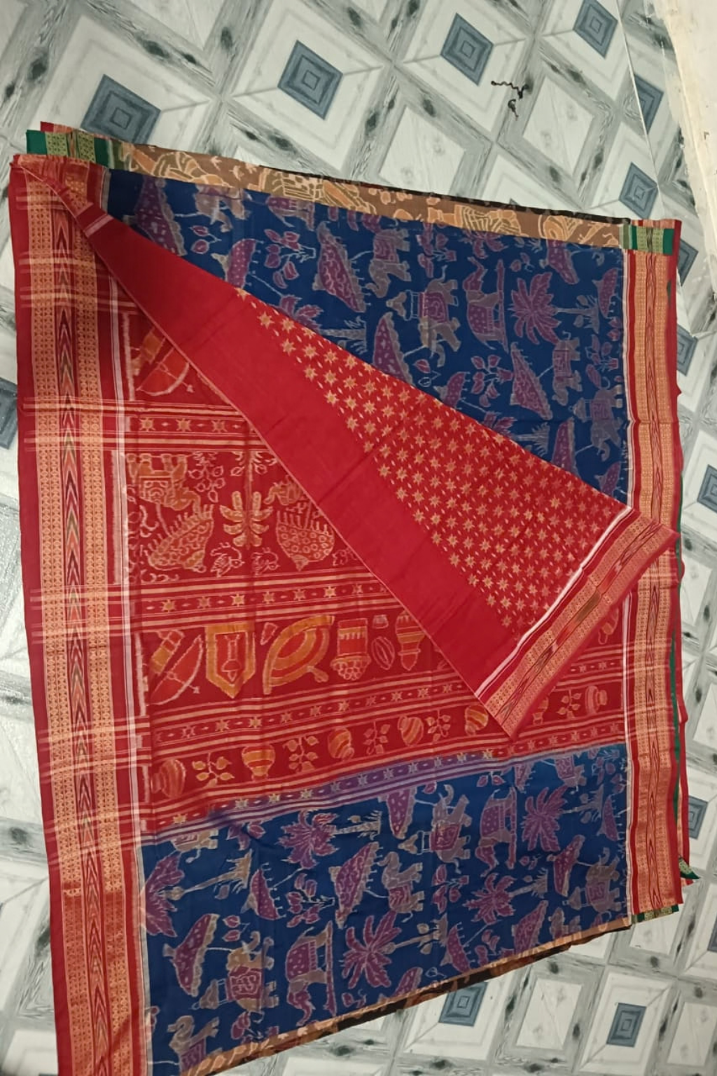 Vasundhara Blue Handwoven Sambalpuri Saree