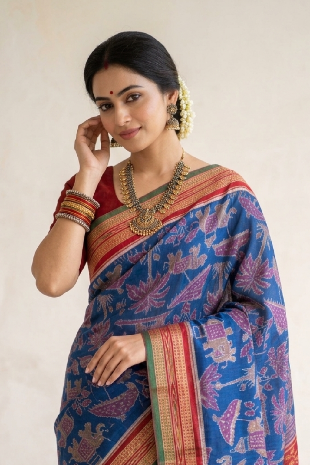 Vasundhara Blue Handwoven Sambalpuri Saree
