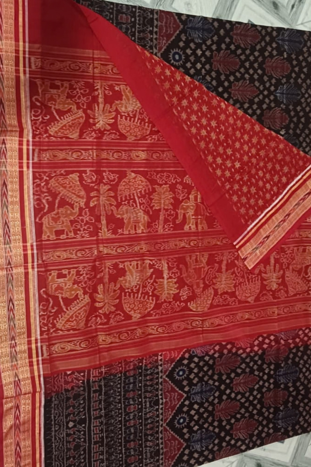 Swapna Black Handwoven Sambalpuri Saree