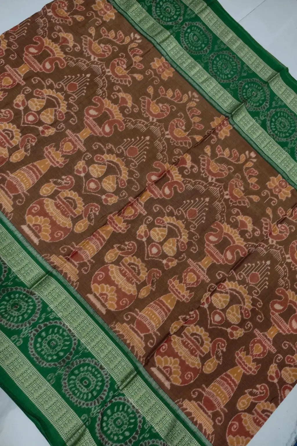 Vasudha Brown Handwoven Sambalpuri cotton saree