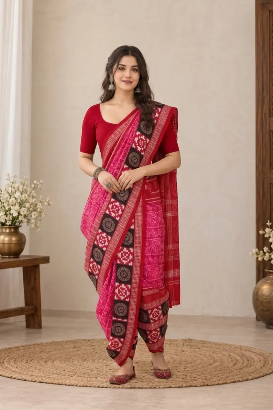 Kavya Pink & Handwoven Sambalpuri Saree