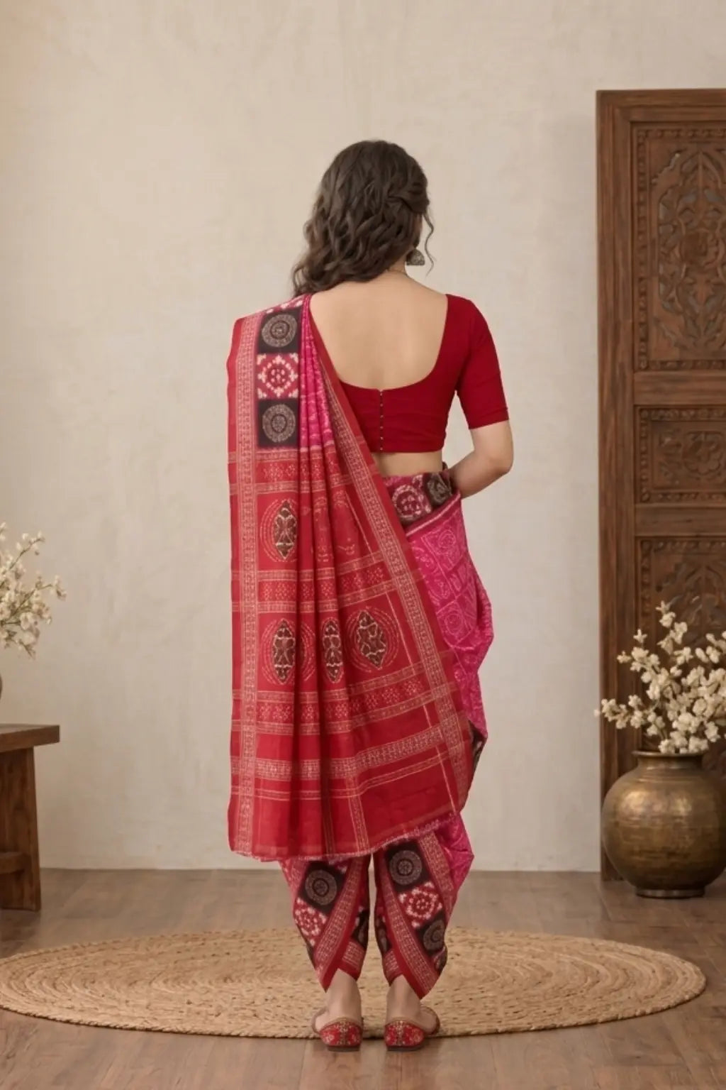 Kavya Pink & Handwoven Sambalpuri Saree