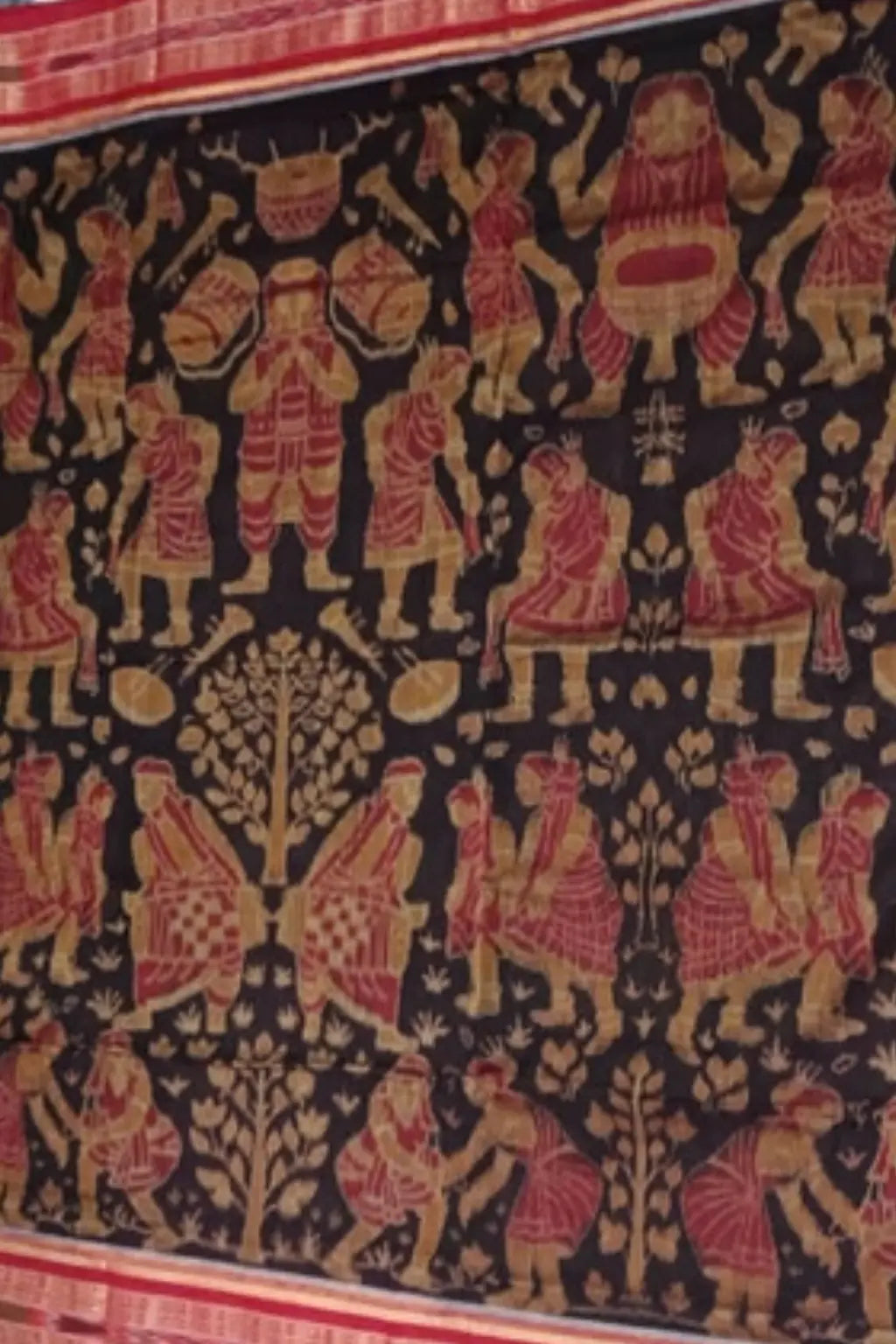 Nritya Red Handwoven Sambalpuri Cotton Saree