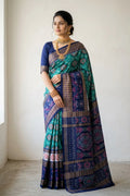 Aaradhya Blue Handwoven Sambalpuri Cotton Saree