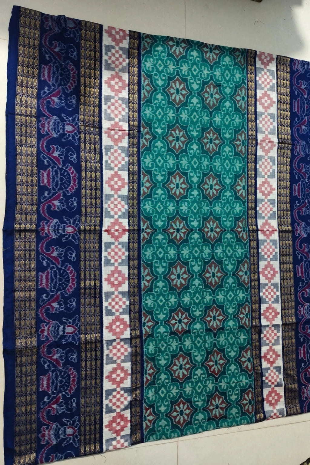 Aaradhya Blue Handwoven Sambalpuri Cotton Saree