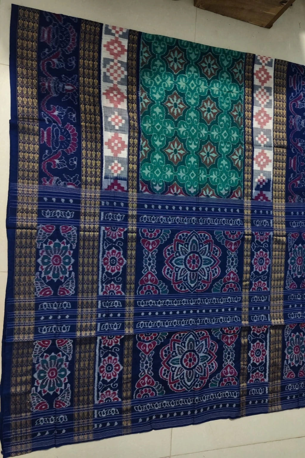 Aaradhya Blue Handwoven Sambalpuri Cotton Saree
